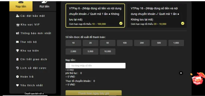 Hướng dẫn cách nạp tiền King88
